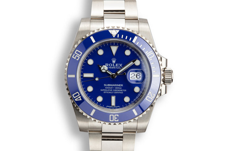 2018 Rolex 116619LB 18K White Gold Blue Submariner with Box and Papers