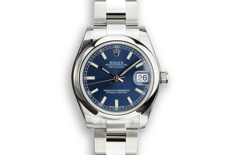 Mint 2018 Rolex Mid-Sized DateJust 178240 Blue Dial with Box and Papers