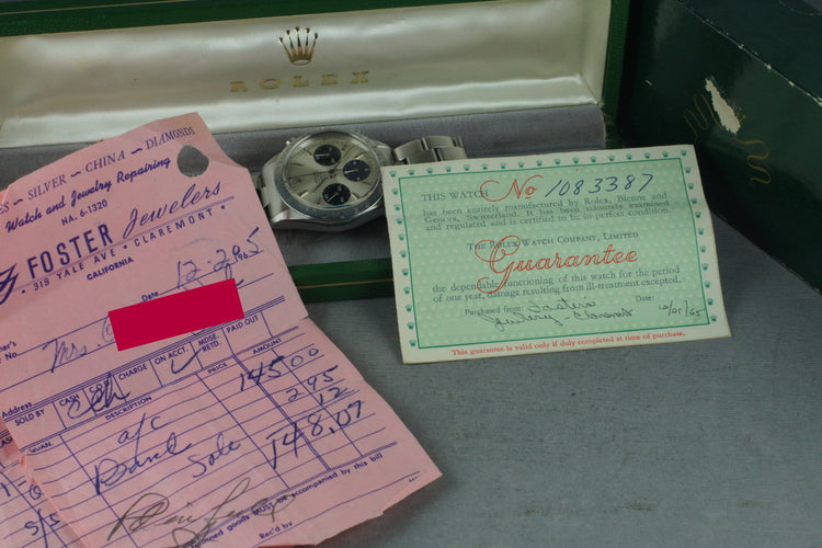 1964 Rolex Daytona Ref 6239 Silver Small Daytona Dial with Box and Papers