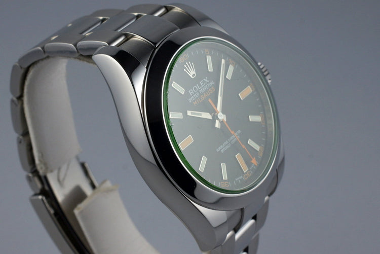 2009 Rolex Milgauss Green 116400V with Box and Papers