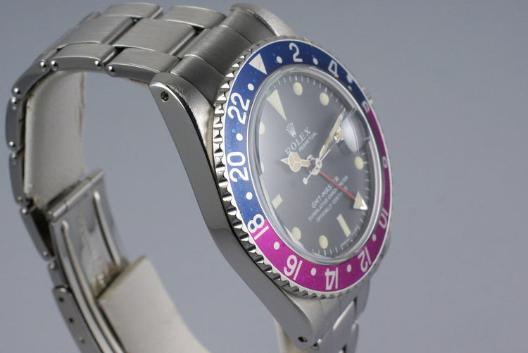 1967 Rolex GMT 1675 Mark I Dial and Fuchsia Insert with Box and Papers