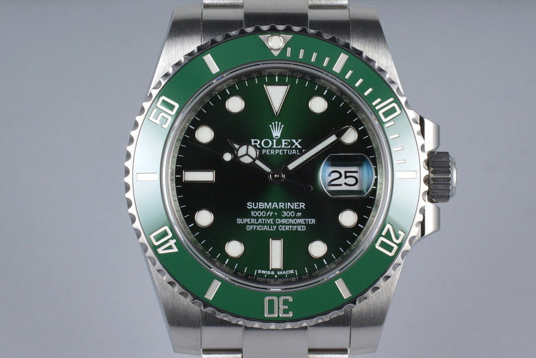 2015 Rolex Green Submariner 116610LV with Box and Papers