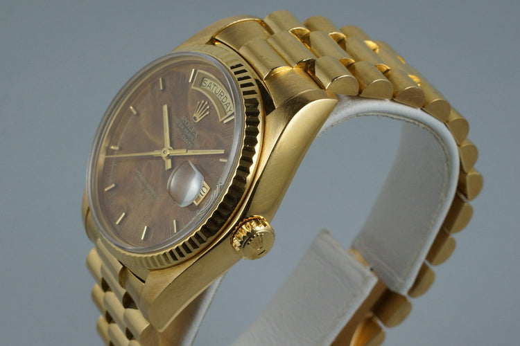 1979 Rolex YG Day-Date 18038 with Wood Dial