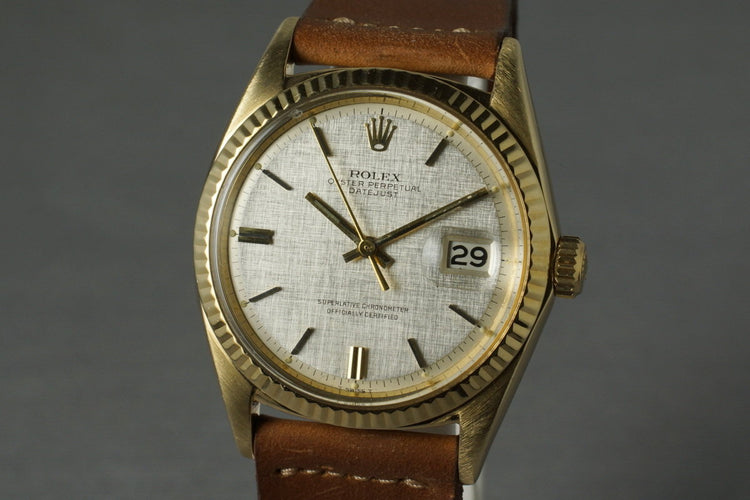 1969 Rolex YG Datejust 1601 with Linen Dial