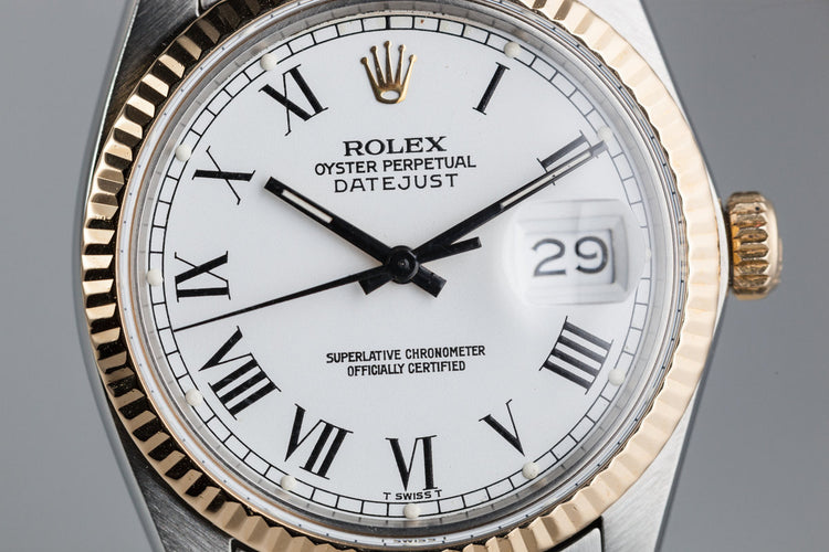 1983 Rolex Two Tone Datejust 16013 with White Painted Roman Numerals