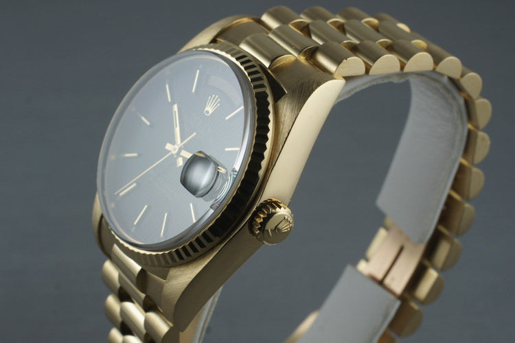 1982 Rolex YG Day Date 18038 with Black Tapestry Dial