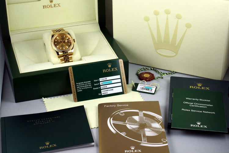 2013 Rolex YG DateJust 116238 with Box and Papers