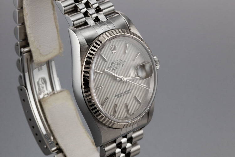 2001 Rolex DateJust 16234 with Silver Tapestry Dial
