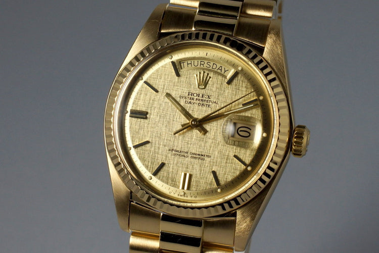 1972 Rolex YG Day-Date 1803 Champagne Linen Sigma Dial