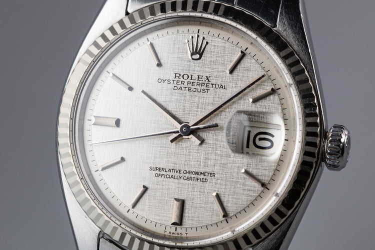 1972 Rolex DateJust with No Lume Silver Linen Dial