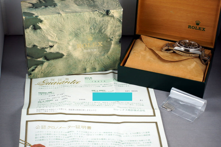 1999 Rolex Submariner 16610 with Box and Papers