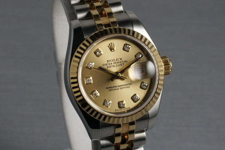 2003 Rolex Ladies Two Tone Datejust 179173 with Diamond Dial