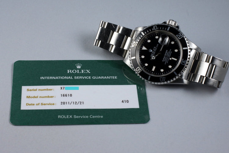 1991 Rolex Submariner 16610 with RCS Papers