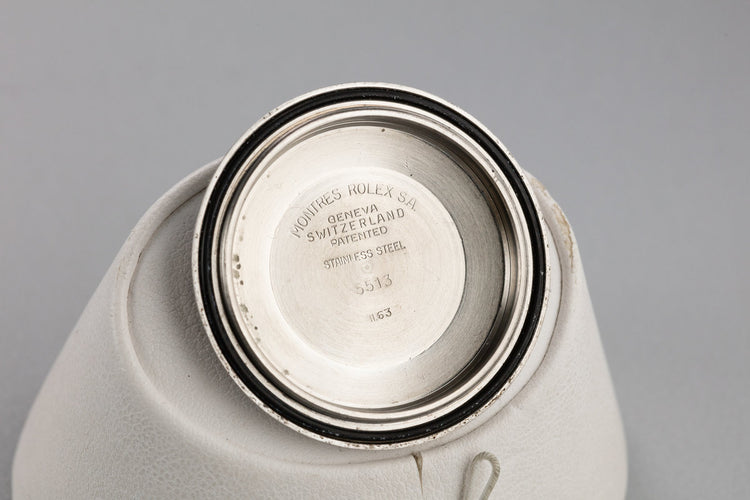 1963 Rolex Pointed Crown Guard Case Submariner 5513 with Silver Depth Rating Gilt Exclamation Dial