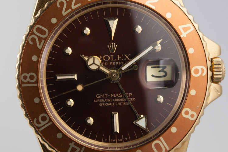 1971 Rolex 18K YG GMT 1675 with Rootbeer Dial