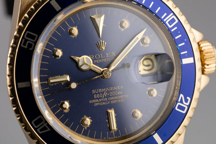 1978 Rolex 18K YG Submariner 1680 Blue Nipple Dial