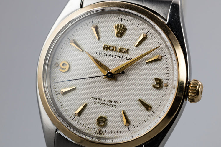 1956 Two Tone Rolex Oyster Perpetual 6564 with SWISS Only Waffle Dial