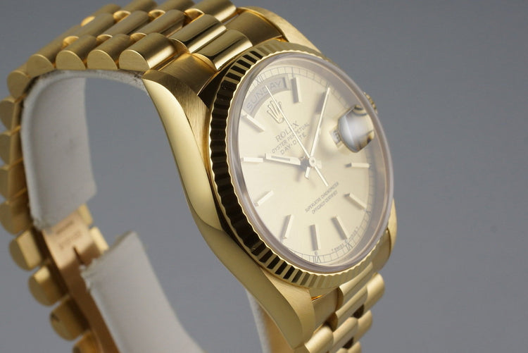 1991 Rolex YG Day-Date 18238 Champagne Dial with Box and Papers