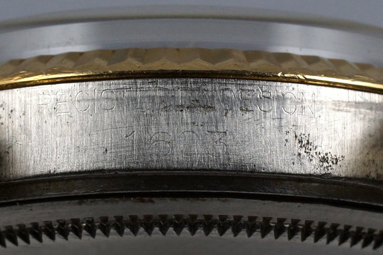 1968 Rolex Two Tone Datejust 1603 Glossy Black Dial