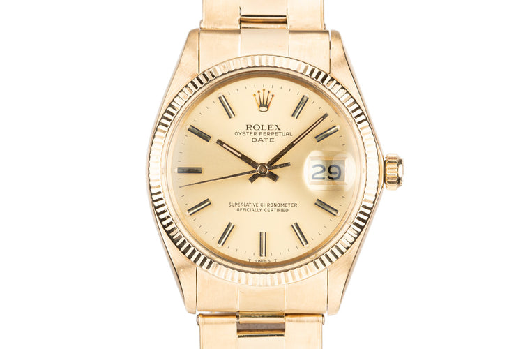 1972 Rolex 18K YG Date 1503 Champagne Dial
