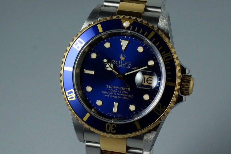 2000 Rolex Two Tone Blue Submariner 16613