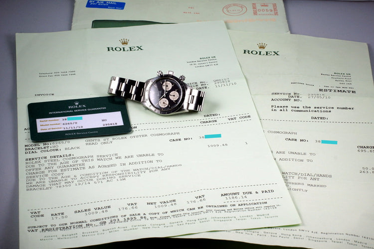 1972 Rolex Daytona 6265 Black Sigma Dial with RSC Papers