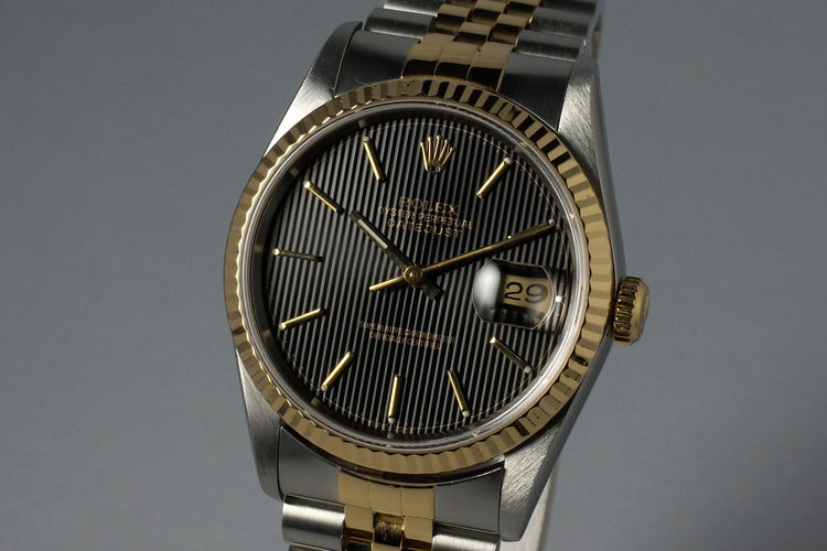 1991 Rolex Two Tone DateJust 16233 Black Tapestry Dial with Concentric Circles