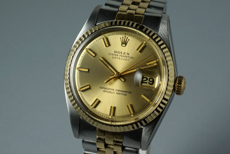 1971 Rolex Two Tone DateJust 1601 Champagne ‘Wide Boy’ Dial