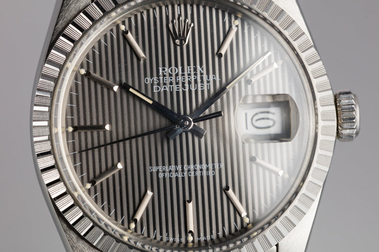 1987 Rolex DateJust 16030 Grey Tapestry Dial with Box and Papers