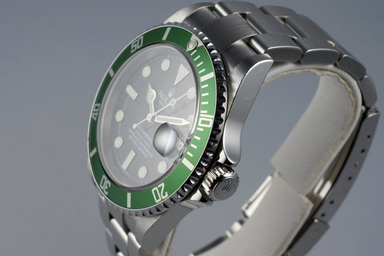 2006 Rolex Green Submariner 16610V with Box and Papers
