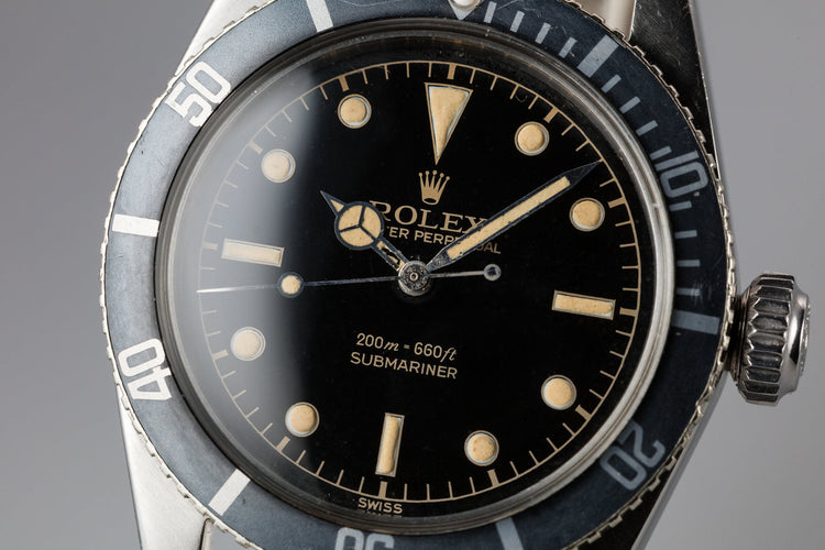 1958 Rolex Submariner 5510 Big Crown with Rare "SWISS" Only Gilt Tritium Dial and Service Papers