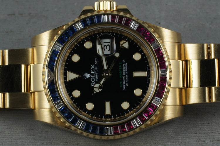 2006 Rolex GMT 18K Dial 116748 with factory Gem “Patriot” Bezel