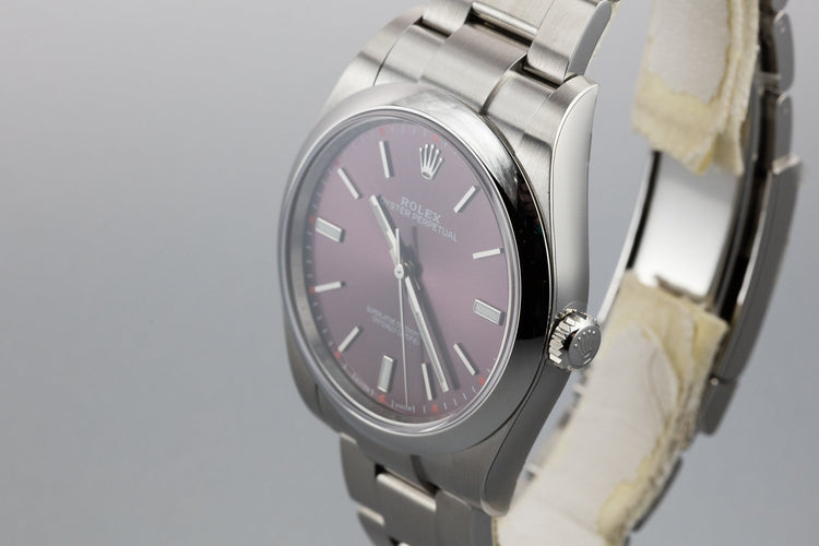 2018 Mint Rolex 39mm Oyster Perpetual 114300 Purple Dial with Box and Papers