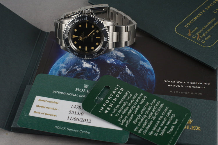 1966 Rolex Submariner 5513 with Glossy Gilt Dial and RSC Papers