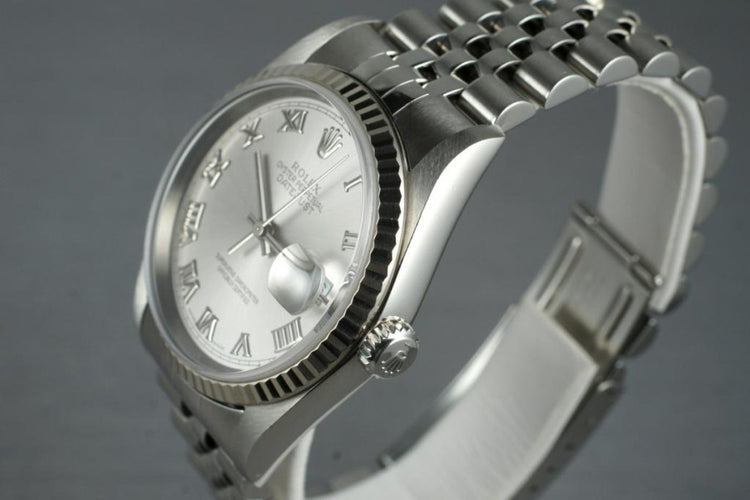 2003 Rolex Datejust 16234 Silver Roman Chapter Ring Dial With RSC Papers