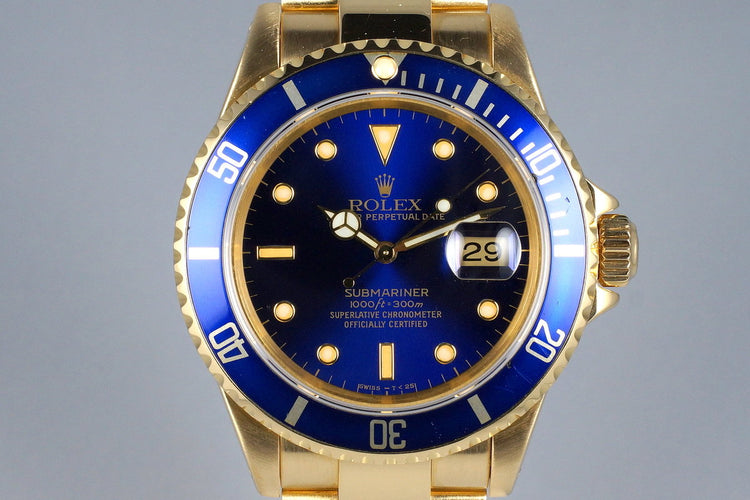 1991 Rolex YG Blue Submariner 16618