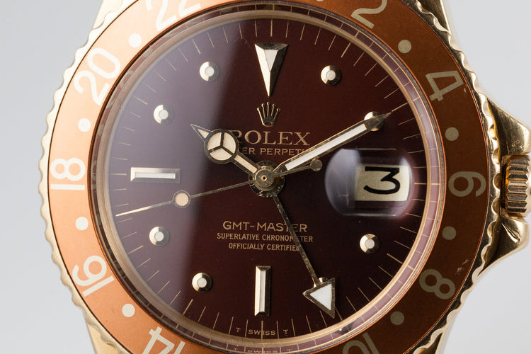1971 Rolex 18K YG GMT 1675 with Rootbeer Dial