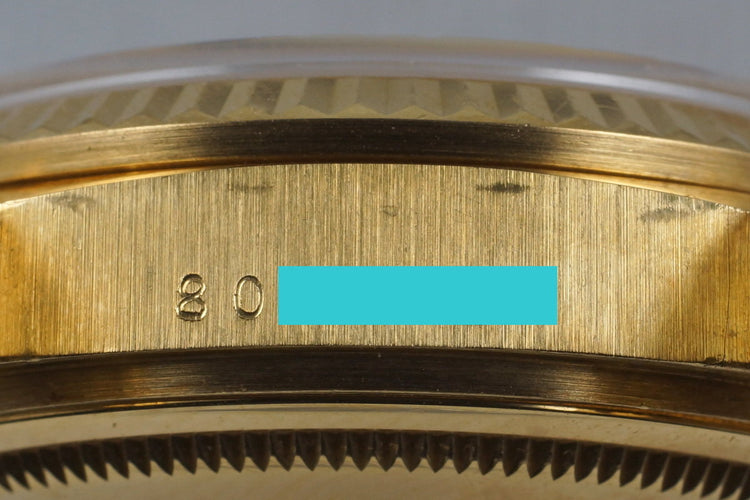 1983 Rolex YG Datejust 16018 with Champagne Roman Dial