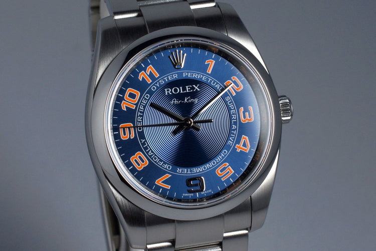 2007 Rolex Air King 114200 Blue Arabic Dial