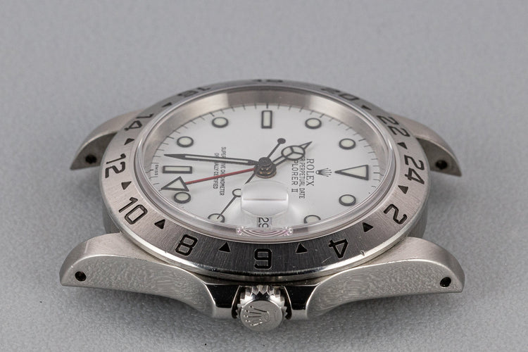 1999 Rolex Explorer II 16570 with White SWISS Only Dial