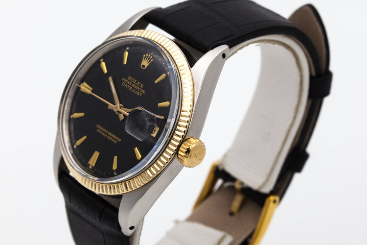 1961 Rolex Two Tone DateJust 1601 Glossy Gilt Black Dial
