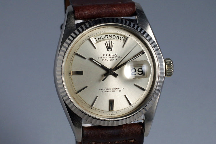 1969 Rolex WG Day-Date 1803 Silver Non-Luminous Dial with RSC Papers