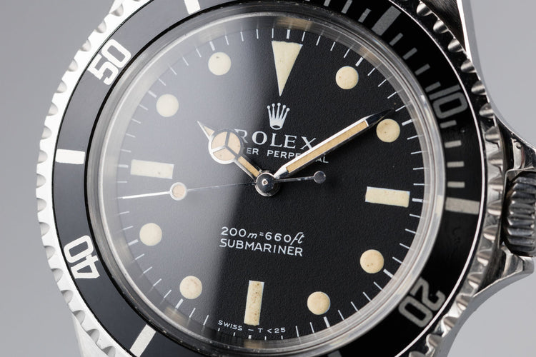 1967 Rolex Submariner 5513 with Meters First Dial with Kissing 40 Insert