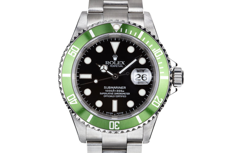 2003 Rolex Green Anniversary Submariner 16610LV MK I Dial with Box and Papers