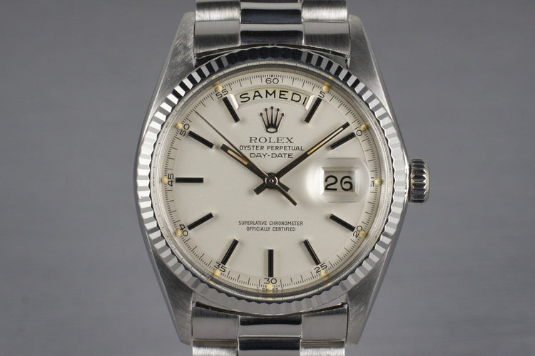 1968 Rolex WG Day-Date 1803 Matte Silver Dial