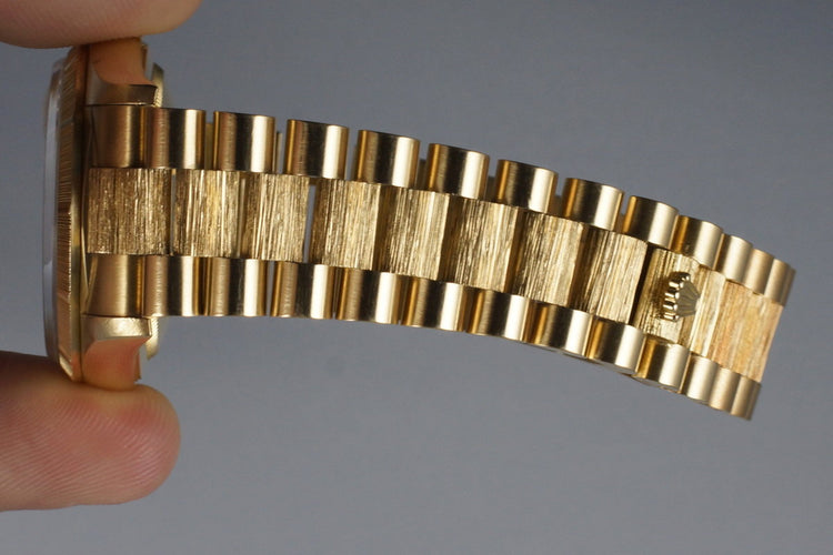 1990 Rolex YG Bark Day-Date 18248 with Box and Papers