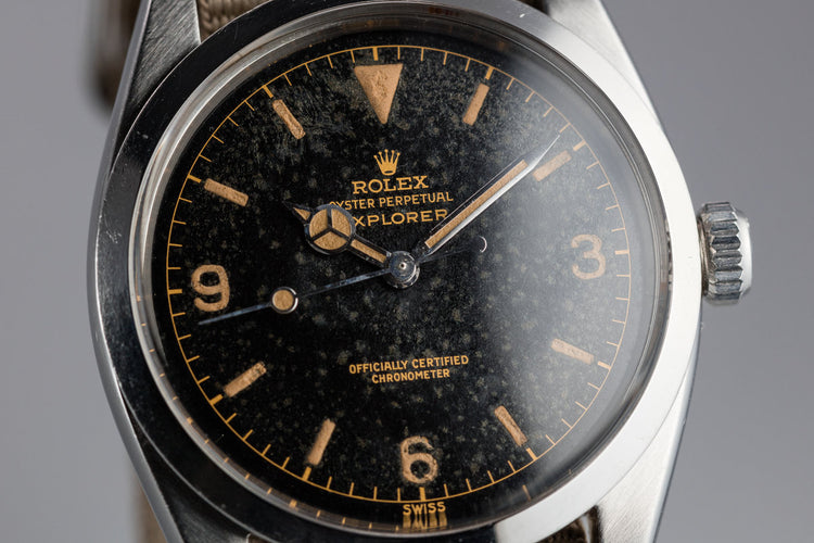 1957 Rolex Explorer 6610 Gilt Dial with "Night Sky" Patina with Box Service Papers