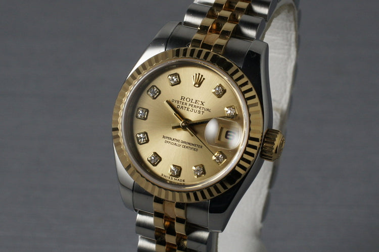 2003 Rolex Ladies Two Tone Datejust 179173 with Diamond Dial