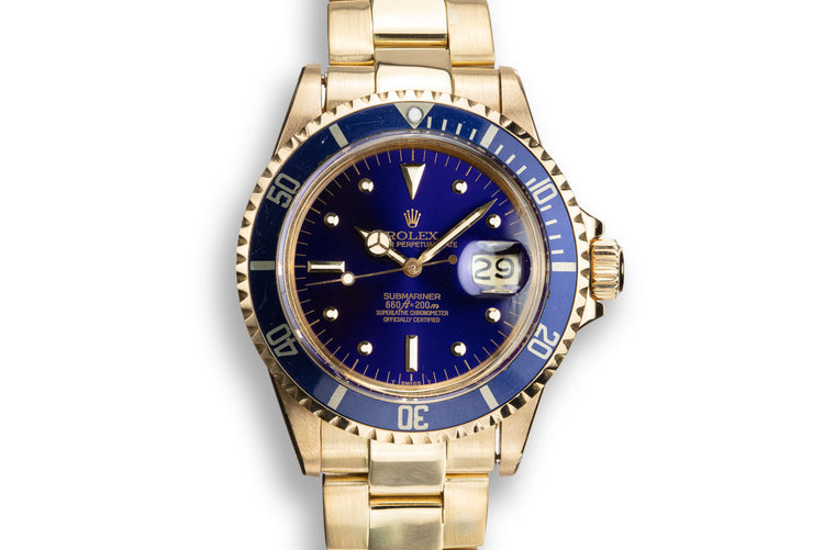 1972 Rolex 18K YG Submariner 1680 Blue Nipple Dial