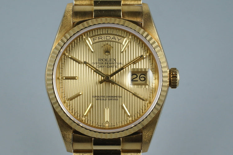 1984 Rolex YG Day-Date 18038 Tapestry Dial